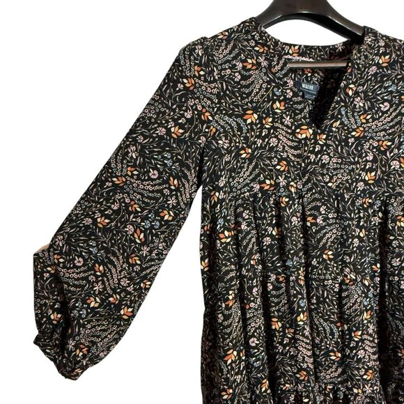 Maeve by anthropogie Floral Tunic Dress Womens Size Medium Lightweight V-Neck 3/ - Picture 9 of 10